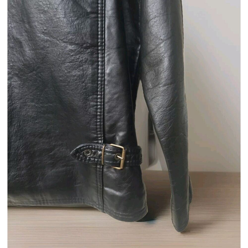 Reportage RGA Italian Leather Moto Rider Jacket Bomber Black Size M - Picture 5 of 9
